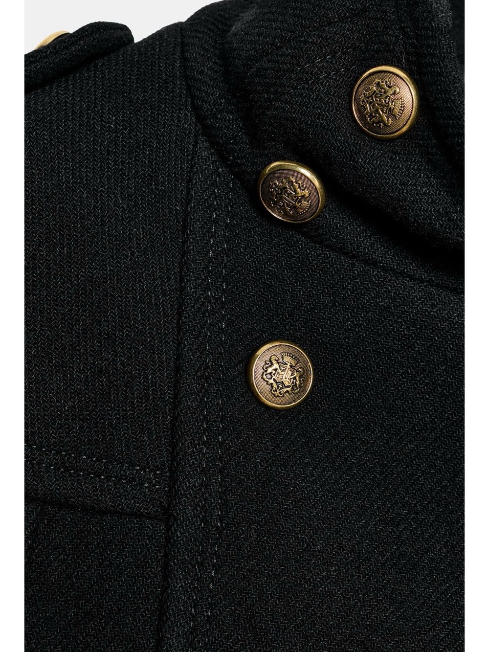 Womens Black Military-Style Wool Cape Coat - Picture 11 of 12